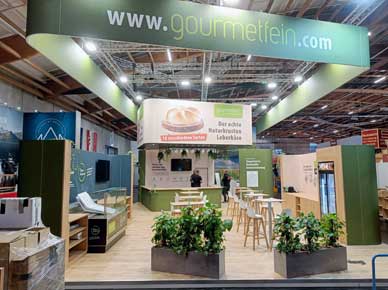 Maßgeschneiderter B2B Messestand für Gourmetfein